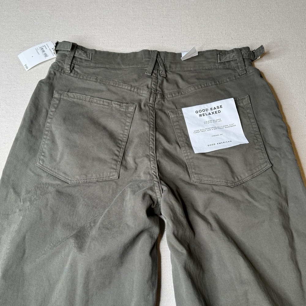 Good American Women's Wide Leg Flare Fatigue Pants 6/28 Green Stretch NWT - Picture 4 of 10